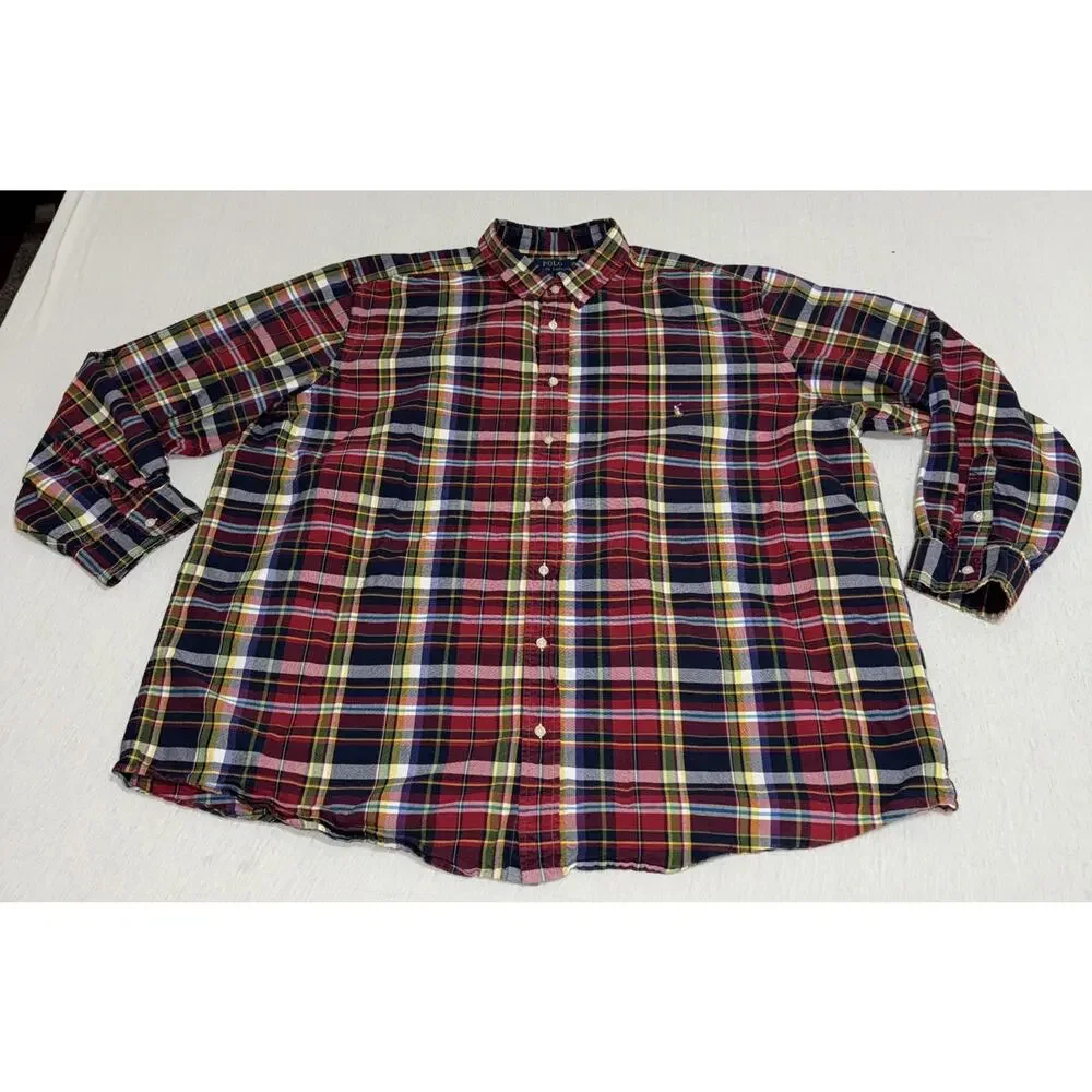 Polo Ralph Lauren Shirt Mens 3XB Classic Fit Plaid Long Sleeve Button Down EUC